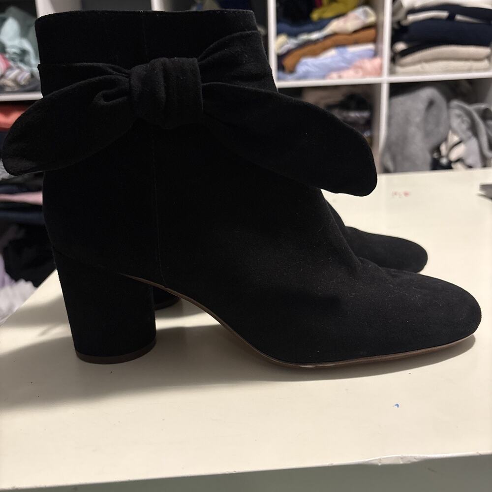 Madewell Black Leather 9 1/2 Side Bows Ankle Boots, EUC, Business, Party, Casual